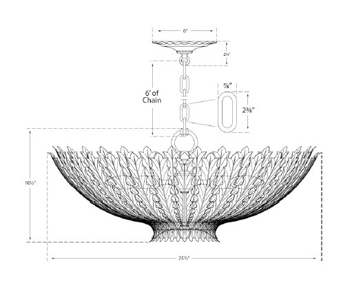 Aerin Hampton Medium Chandelier, Plaster White, 10.5" H × 25.5" W × 25.5" D, 6