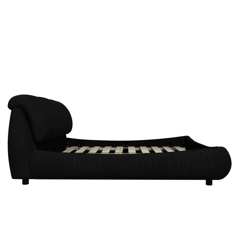 Lit moderne pour très grand lit, fabrication en bois massif, rembourrage imperméable et rembourré, lit de luxe noir avec matériau,