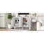 Console de salon moderne, 47,2 po blanc, 2 armoires, tablettes réglables, pieds en bois massif, centre de divertissement, support
