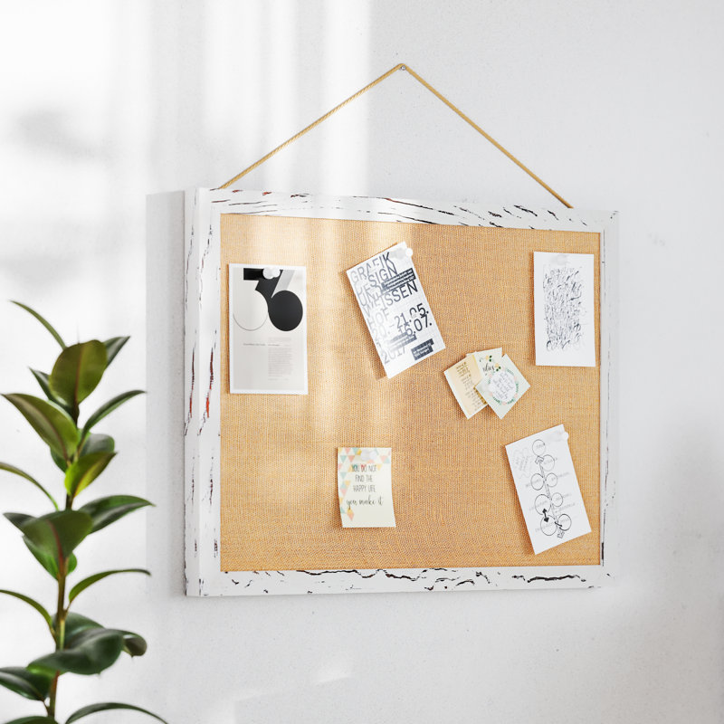 Mattson Commercial Wall Mount Framed Linen Board with Included Wooden Push Pins, White, 24" x 18"