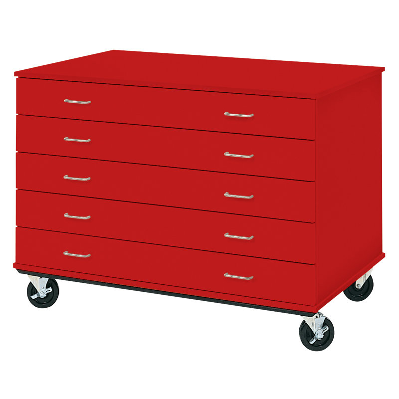 Armoire mobile à 5 compartiments avec roulettes, H 36 po x l 48 po x P 24 po, Rouge tulipe