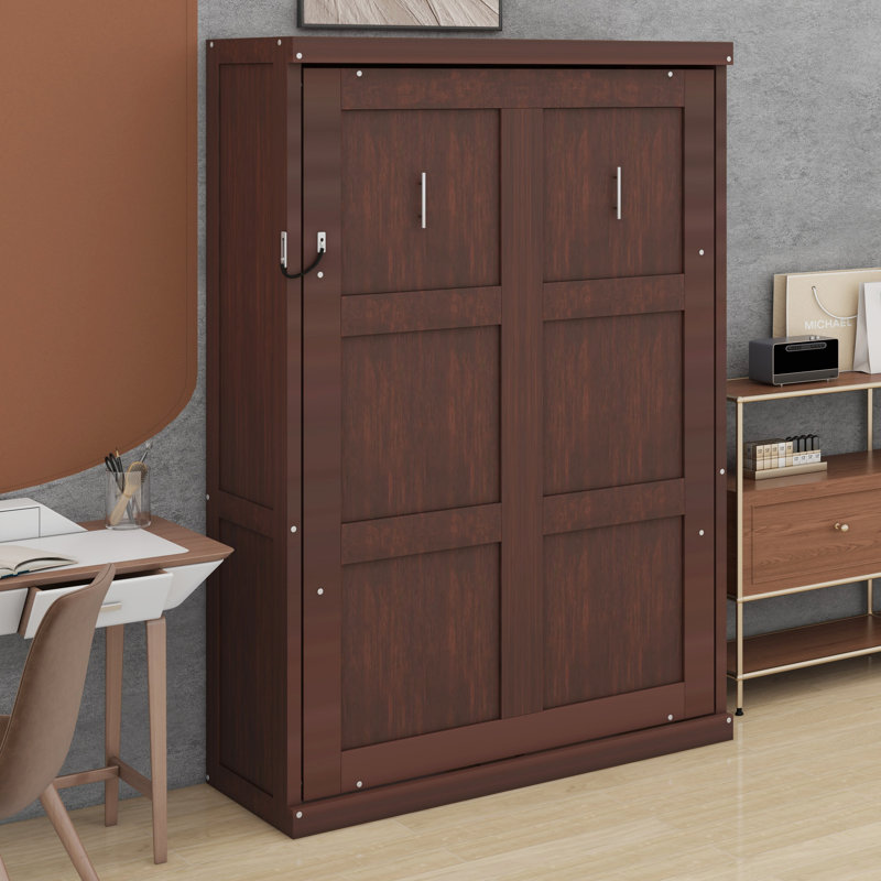 Lit escamotable compact se pliant dans une armoire pour les petits espaces, Twin, Espresso