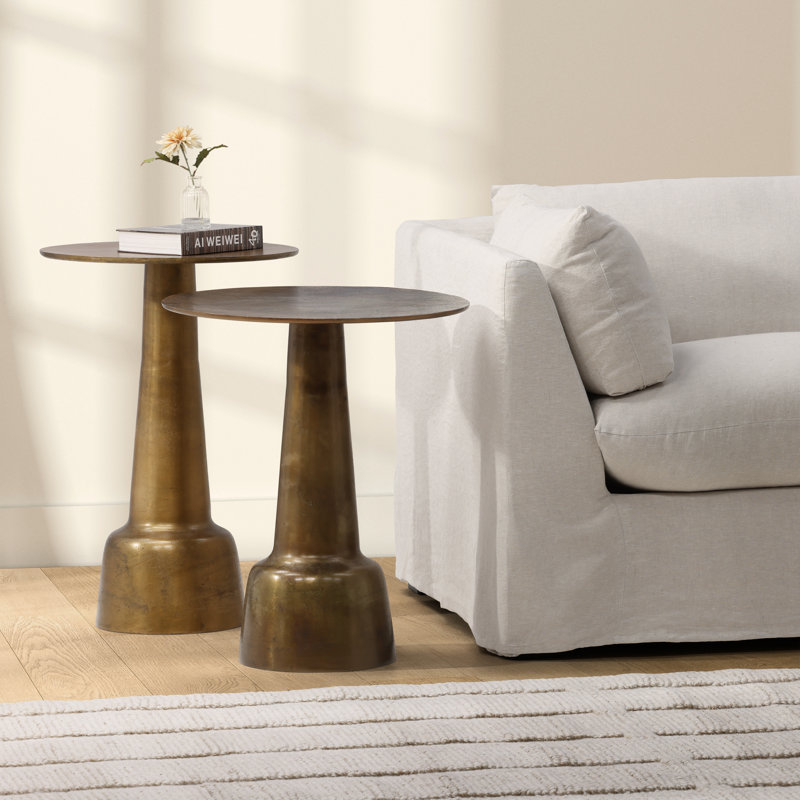 Golbez Aluminum Side Table, Antique Brass, 25.25" H x 21.5" W x 21.3" D