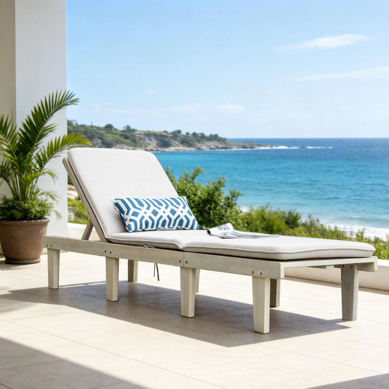 Sadir 200cm Long Acacia Sun Lounger