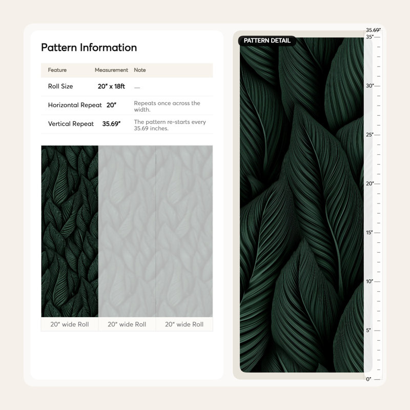 Botanical Wallpaper Modern Green Wall Mural