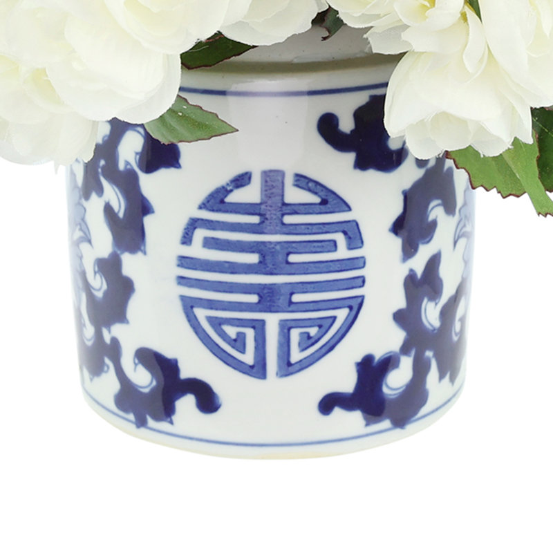 Begonia Arrangement In Ornamental Ceramic Vase, White