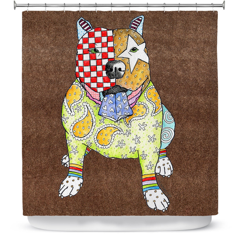 Rideau de douche simple pitbull dog light, Brun