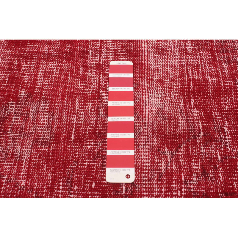 Tapis rouge foncé en laine noué à la main de conception unique 5 pi 11 po x 9 pi années 2000 Odesser