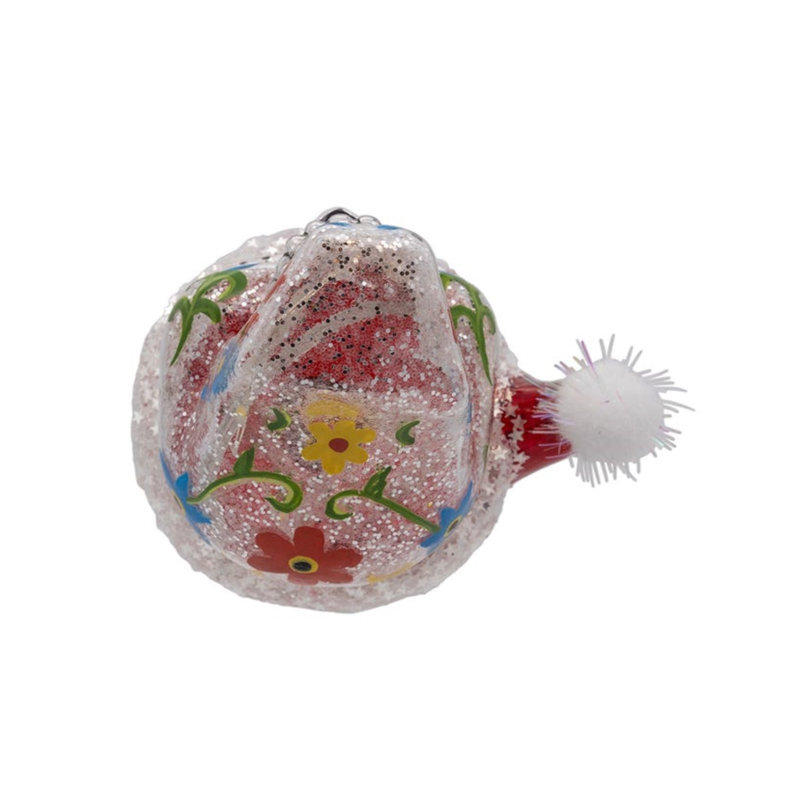 Kurt Adler Pre-lit Hanging Glass Ornament, Warm White LED's, USB-Powered Day of the Dead Skull