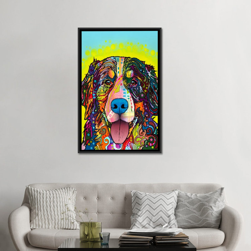 «Bernese Mountain Dog», impression sur toile, H 26 po x l 18 po x P 1,5 po, Toile avec cadre noir
