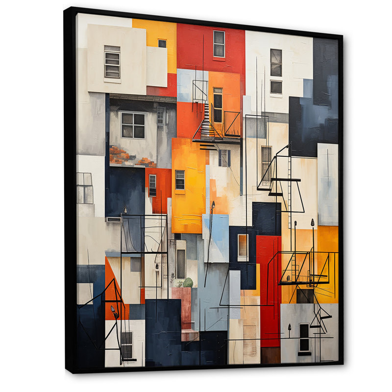 «Abstract Cityscape Harlem Renaissance», reproduction d'art sur toile abstraite, Cadre flottant noir