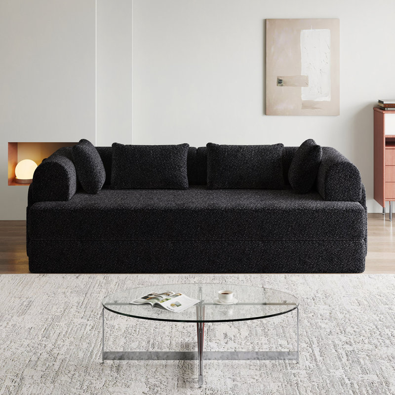 Canapé-lit convertible de 78,7 po avec coussin cylindrique, canapé-lit pliant en chenille, canapé-lit pliant avec poche latérale, canapé-lit de salon