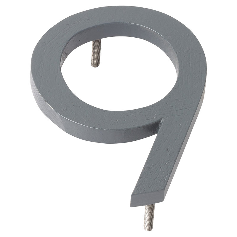 Numéro de maison à fixation flottante 6 po, 9, Gris