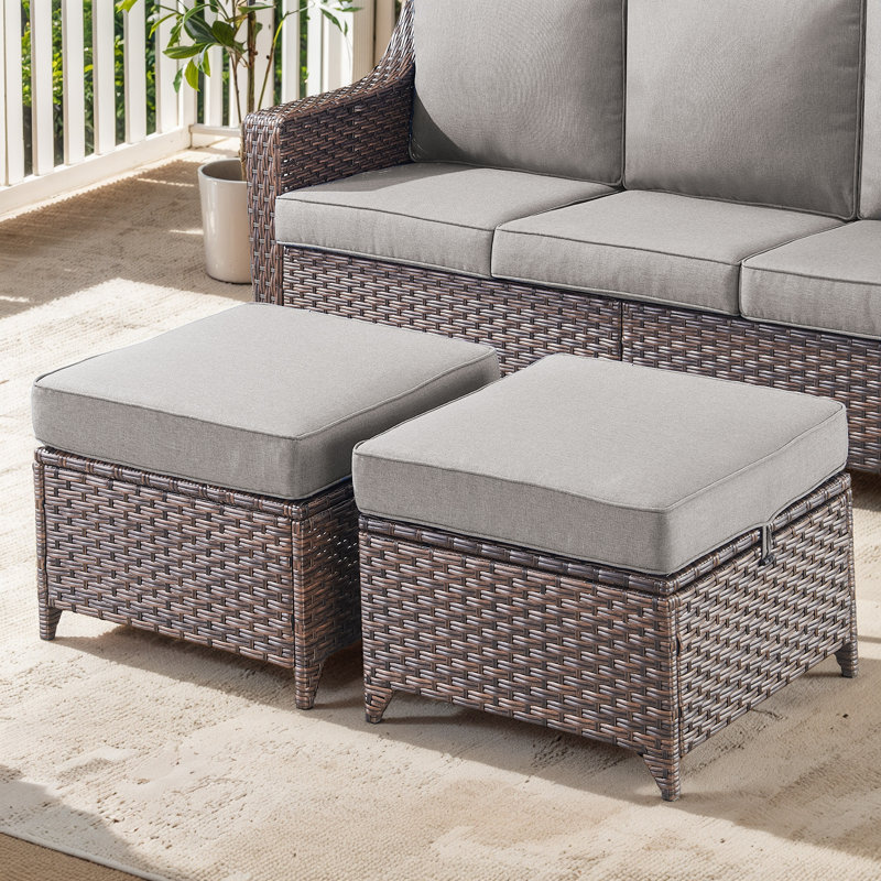 Repose-pieds d'extérieur avec coussin Sunbrella® Tya, Gris