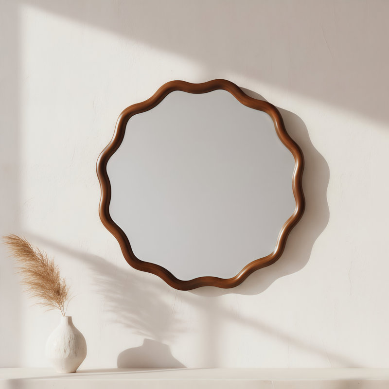 Miroir décoratif rond 24 po couleur noyer noir