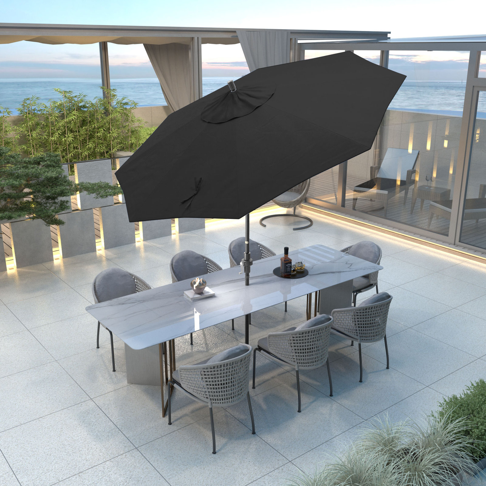 Lowri 108'' Sunbrella® Outdoor Umbrella, Canvas Black Sunbrella® Canvas