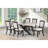 Transitional Style Dining Table 6x Side Chairs Antique Black Solidwood Dining Room Oak Veneer 7pc Set