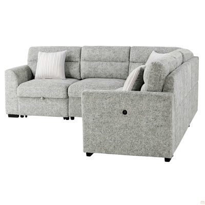 Emiliano Nickel Sectional With 3 Pillows