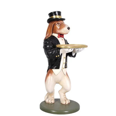 Grande statue de chien majordome Beagle