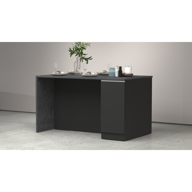 Caymitte Wood Kitchen Island, Anthracite Grey/Grey