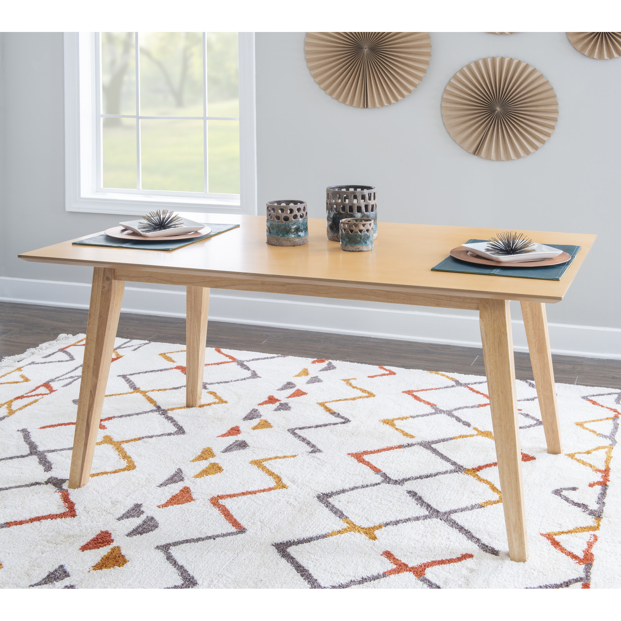 Aniek Dining Set, 5 Pieces: Table, 4 Chairs, Natural