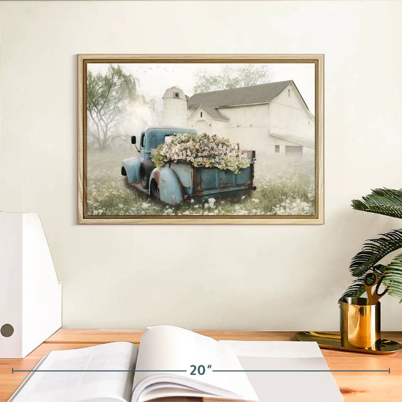 Pleine de fleurs, Cadre flottant en bois naturel, 13 po x 9 po