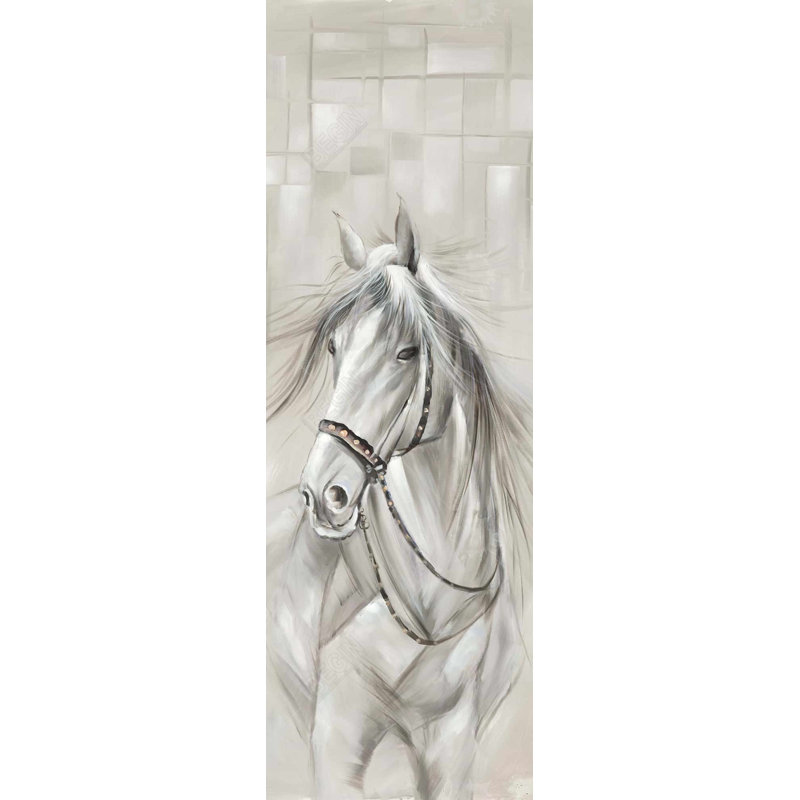 «Worthy White Horse» sur toile, H 48 po x l 16 po