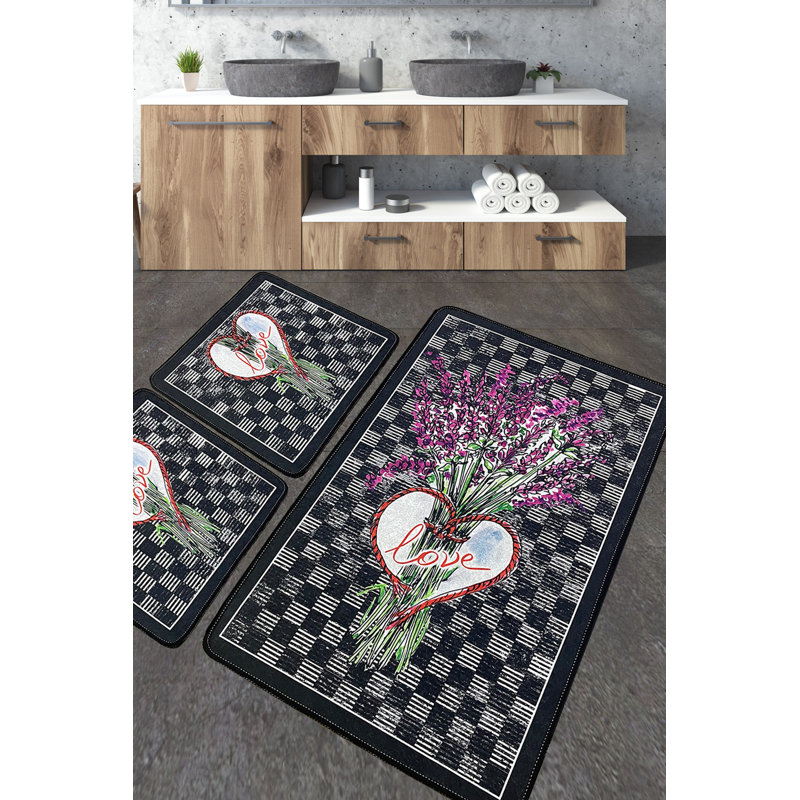 Ensemble de tapis de bain luxueux (3 pièces), en polyester doux, 23,6 po x 39,4 po (1 pièce) et 19,7 po x 23,6 po (2 pièces) | Antibactérien, antidérapant, 20,5 oz / pied carré | Lavable à la machine et durable, parfait pour les salles de bain élégantes