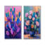 Cactus mauve et bleu, coucher de soleil Vibes I - ensemble de 2 pièces de cactus floral-1195129936-1195129932-1195129930