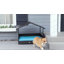 Niche pour chien en osier d'extérieur avec auvent, lit pour chien en rotin avec coussin résistant à l'eau, lit pour chien surélevé pour petites et moyennes races jusqu'à 66 lb, 20 po de longueur, osier brun, coussin gris-249630449-249630460