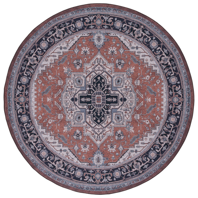 Isai Performance Machine Washable Oriental Rug, Round 6'