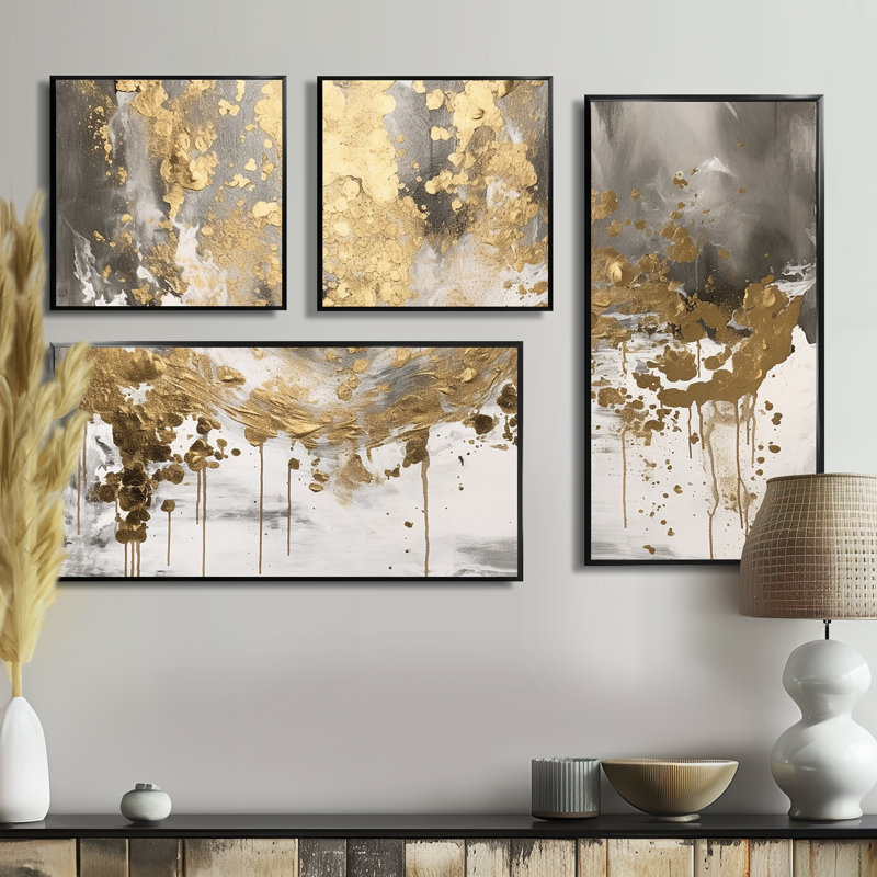 4 pièces Modern Modern, Noir, Impression encadrée sans passe-partout