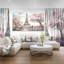 Paysage urbain «Eiffel avec fleurs roses», peinture-35109230-35109233