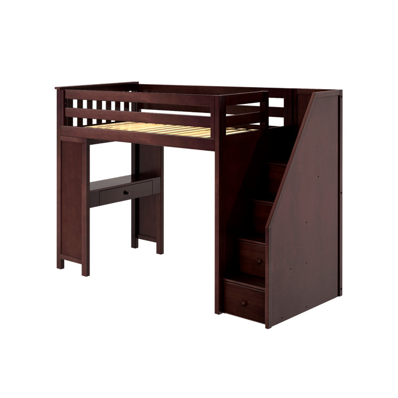  Gannon Twin 4-Drawer Solid Wood Loft Bed with Built-in-Desk, Espresso