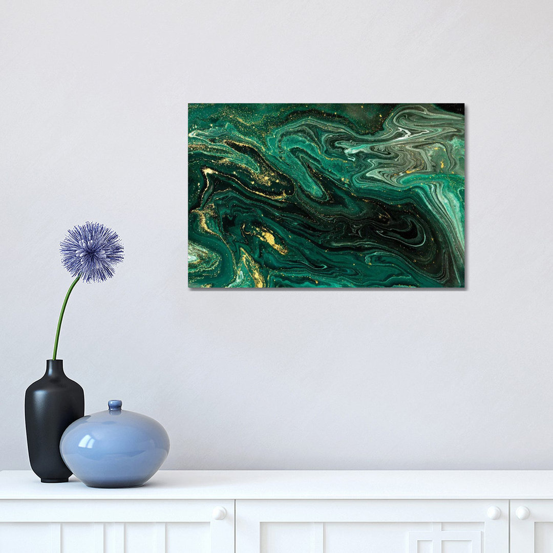 Shimmer Green Marble by EnShape - Wrapped Canvas Print