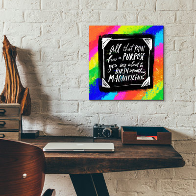  «Pain Purpose» par Elizabeth Caldwell, art mural en verre acrylique, 12 po x 12 po