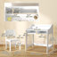 Ensemble de bureau et de chaise pour enfants, table d'étude avec tablettes de rangement, blanc