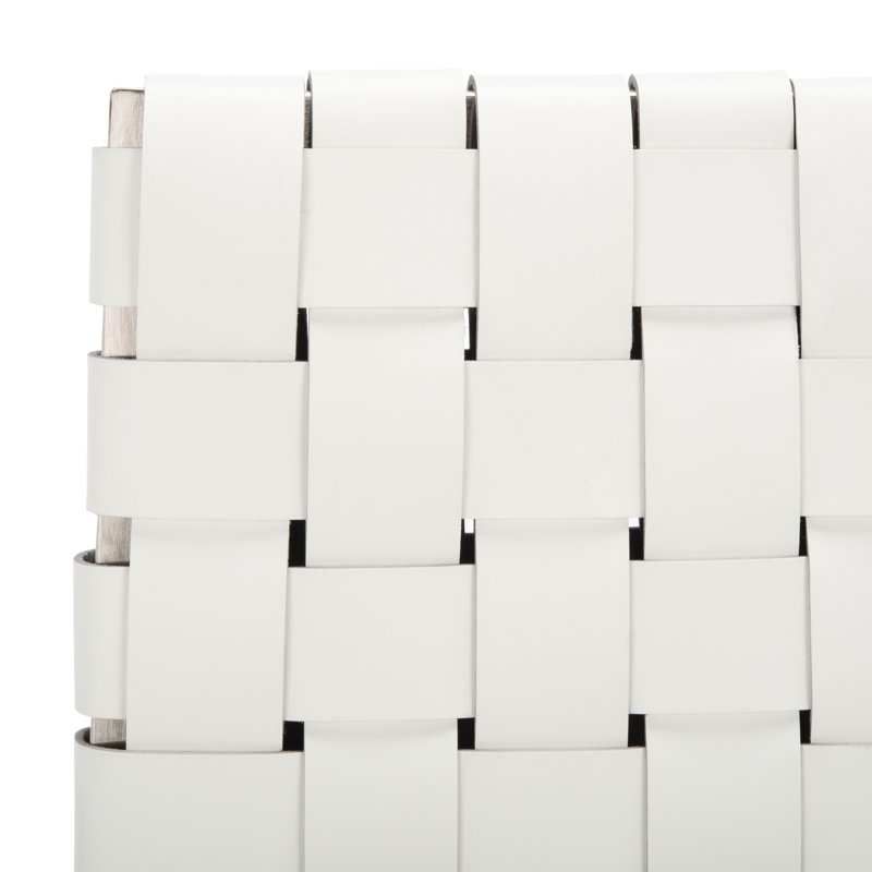 Chaise d'appoint rembourrée en cuir Brett, Blanc, Argent