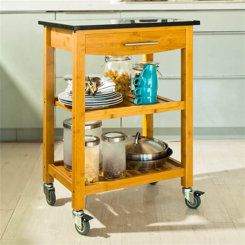 Dogra Kitchen Island, Black/Natural