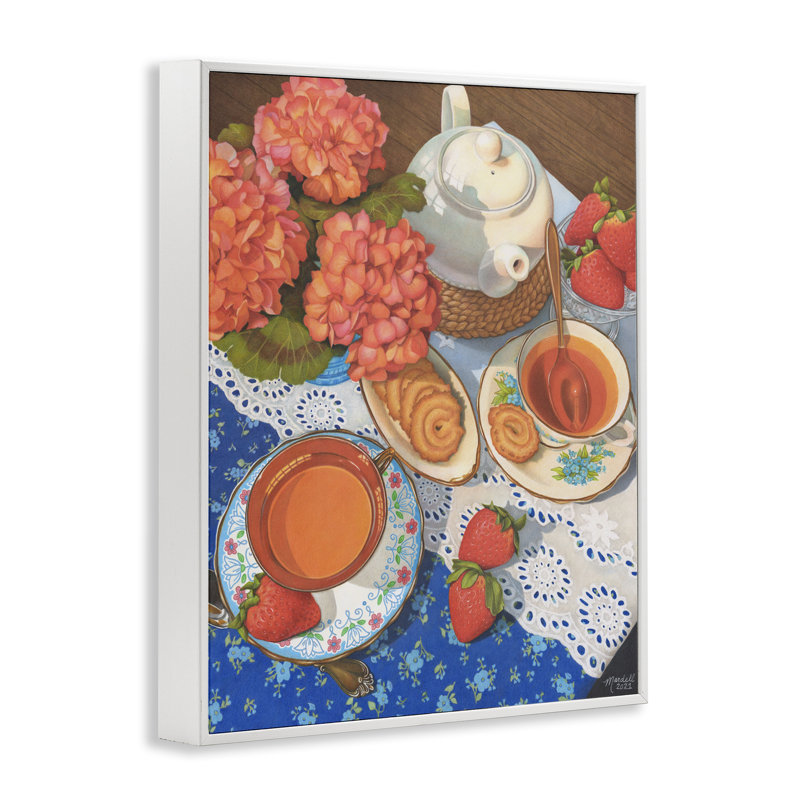 «Country Tea Time Art» par Mardell Schuster, Estampe numérique encadrée blanc bord de mer, H 20 po x l 16 po