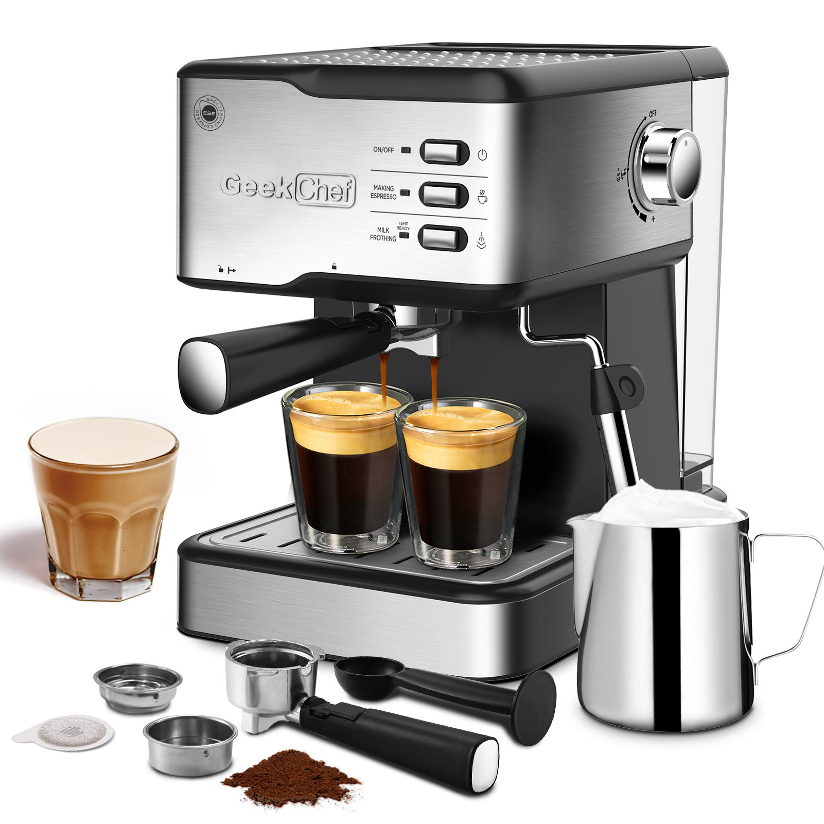 SUS304 Espresso Machine with Professional Milk Frothing Wand, 950W