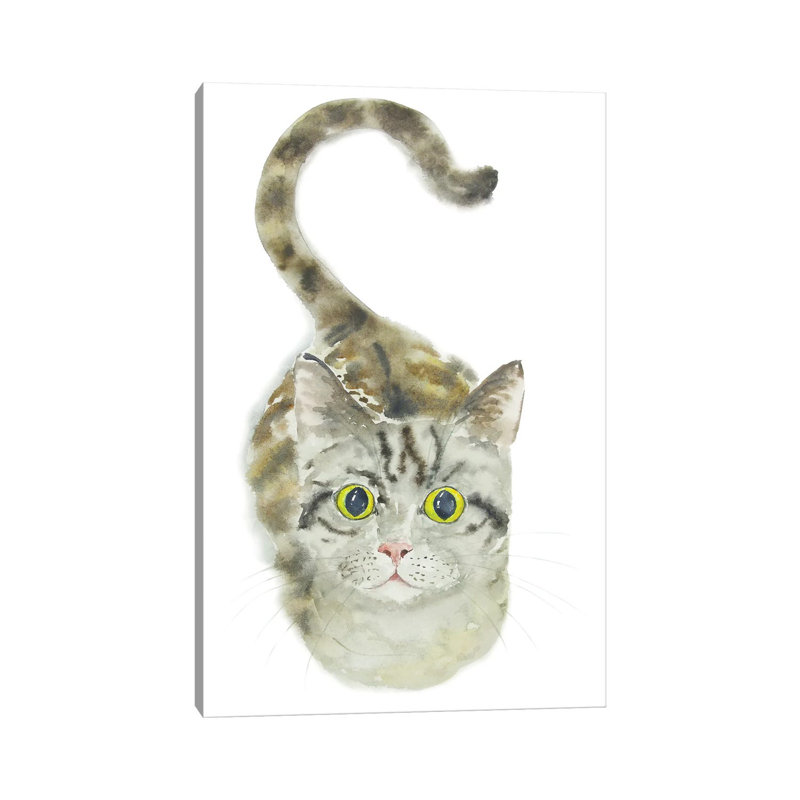 Sitting Tabby Cat by Alexey Dmitrievich Shmyrov - Wrapped Canvas Print, 30.48 cm H x 45.72 cm W