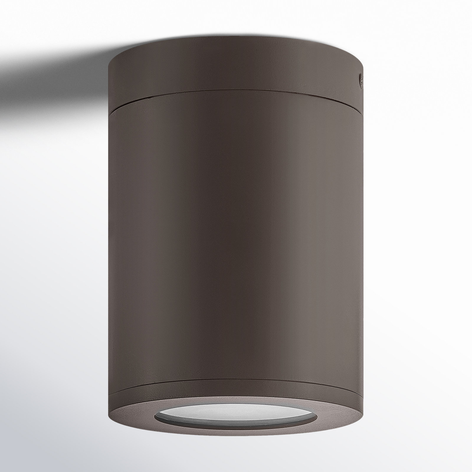 Brissia Frosted Cylinder Outdoor Flush Mount, Architectural Bronze