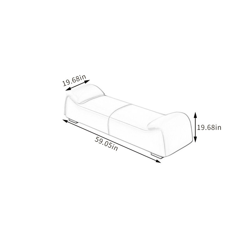 Banc rembourré en similicuir Vyrl, H 19,68 po x l 59,05 po x P 19,68 po, Blanc cassé