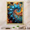 Blue And Yellow Hypnotic Abstract Spiral I - Abstract Spirals Wall Art