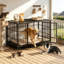 Cage pour chien avec roues verrouillables et loquet rotatif-948422076