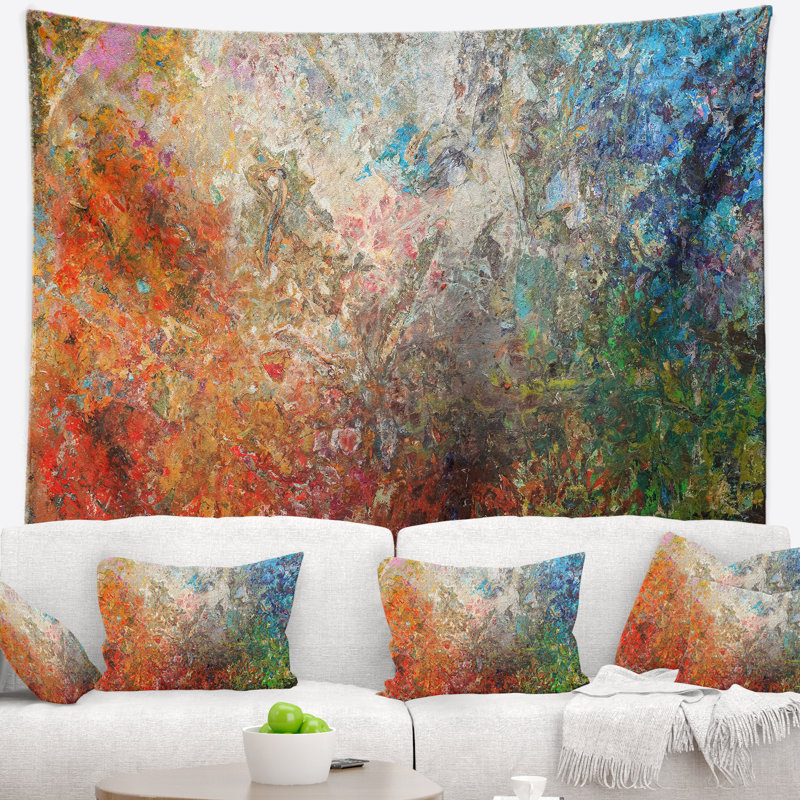 Tapisserie colorée d'art abstrait, H 50 po x l 60 po