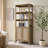 68.5''H Boho - Inspired Rattan Bookcase With Adjustable Shelf And Gold Accents-320077004