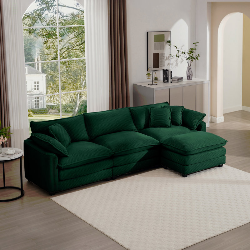Canapé en velours côtelé vert Corduroy, Velours côtelé vert