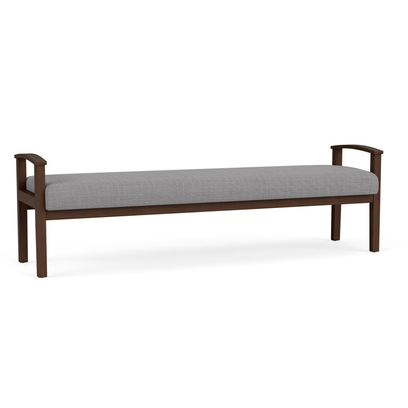 Banc en bois massif Amherst, Noyer Riftwood, Gris chambray
